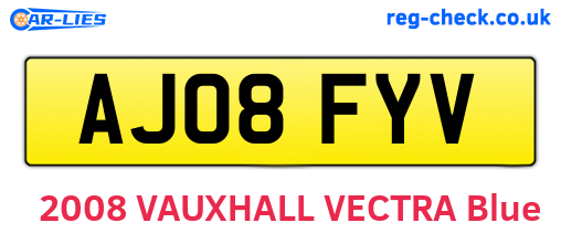 AJ08FYV are the vehicle registration plates.