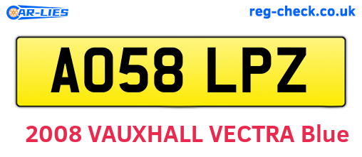 AO58LPZ are the vehicle registration plates.