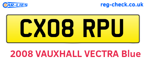 CX08RPU are the vehicle registration plates.