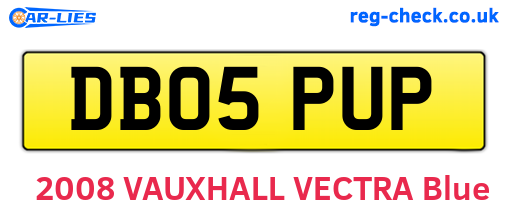 DB05PUP are the vehicle registration plates.