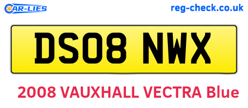 DS08NWX are the vehicle registration plates.