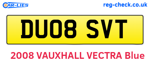 DU08SVT are the vehicle registration plates.