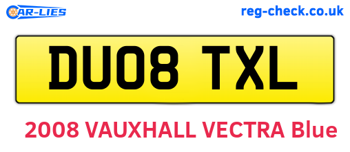 DU08TXL are the vehicle registration plates.