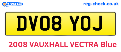 DV08YOJ are the vehicle registration plates.