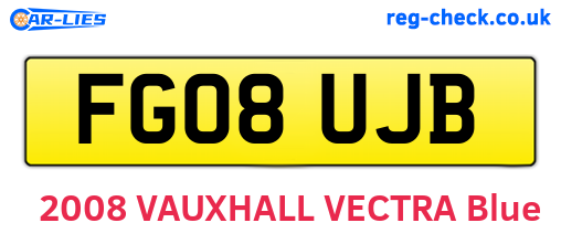 FG08UJB are the vehicle registration plates.