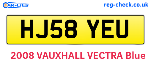 HJ58YEU are the vehicle registration plates.
