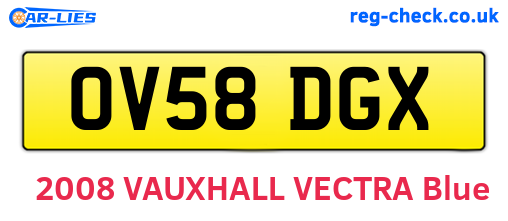OV58DGX are the vehicle registration plates.