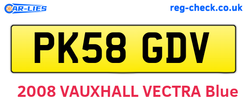PK58GDV are the vehicle registration plates.