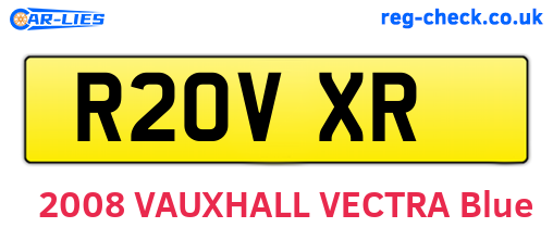 R20VXR are the vehicle registration plates.