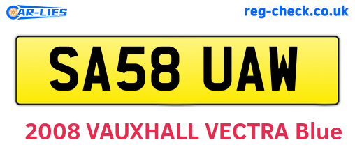SA58UAW are the vehicle registration plates.