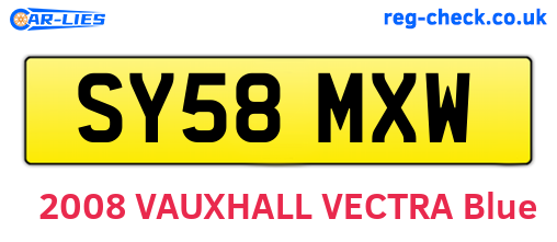 SY58MXW are the vehicle registration plates.