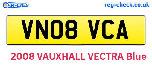 VN08VCA are the vehicle registration plates.