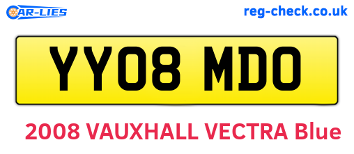 YY08MDO are the vehicle registration plates.