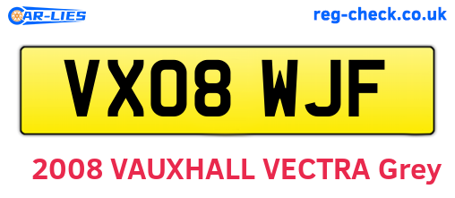VX08WJF are the vehicle registration plates.