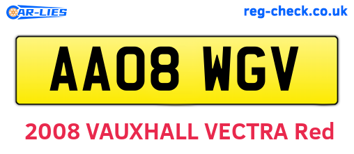 AA08WGV are the vehicle registration plates.