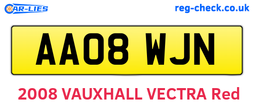 AA08WJN are the vehicle registration plates.