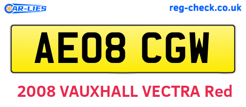 AE08CGW are the vehicle registration plates.
