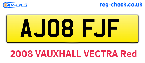 AJ08FJF are the vehicle registration plates.
