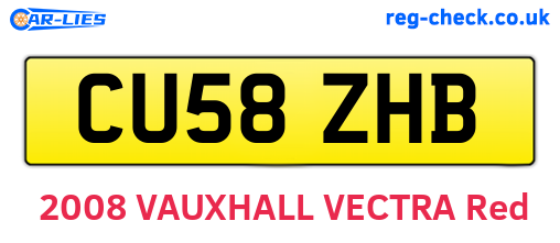 CU58ZHB are the vehicle registration plates.