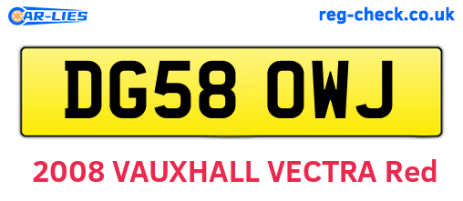 DG58OWJ are the vehicle registration plates.