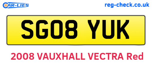 SG08YUK are the vehicle registration plates.