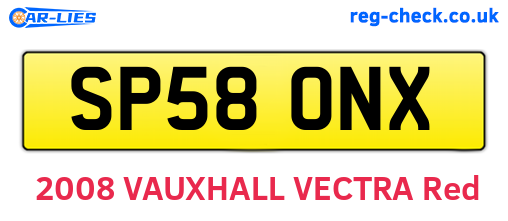 SP58ONX are the vehicle registration plates.