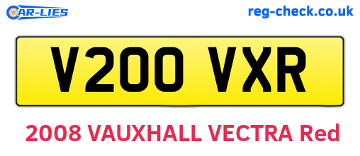 V200VXR are the vehicle registration plates.