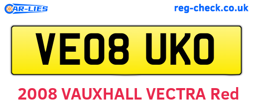 VE08UKO are the vehicle registration plates.