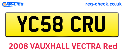 YC58CRU are the vehicle registration plates.