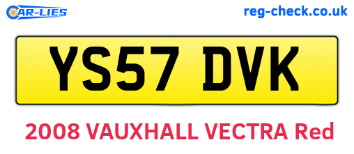 YS57DVK are the vehicle registration plates.
