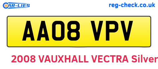 AA08VPV are the vehicle registration plates.