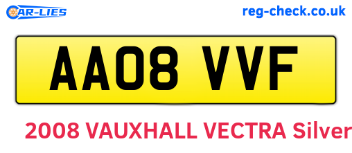 AA08VVF are the vehicle registration plates.