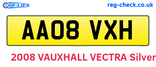 AA08VXH are the vehicle registration plates.