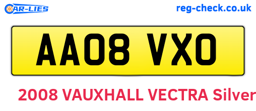 AA08VXO are the vehicle registration plates.