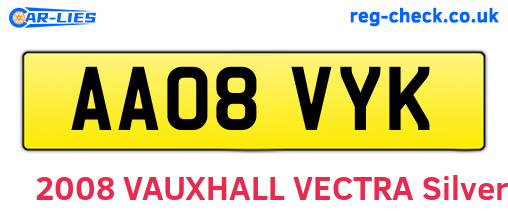 AA08VYK are the vehicle registration plates.
