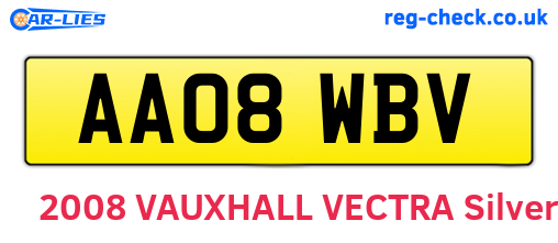AA08WBV are the vehicle registration plates.