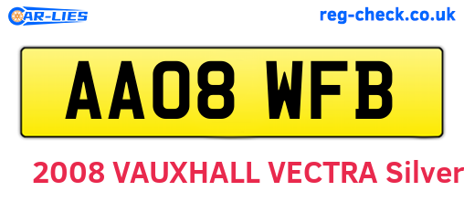 AA08WFB are the vehicle registration plates.