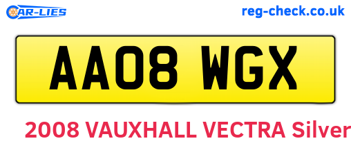 AA08WGX are the vehicle registration plates.