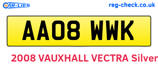 AA08WWK are the vehicle registration plates.