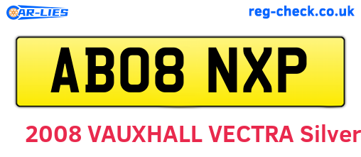 AB08NXP are the vehicle registration plates.