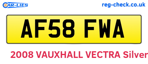 AF58FWA are the vehicle registration plates.