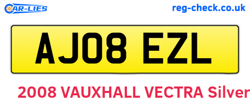 AJ08EZL are the vehicle registration plates.