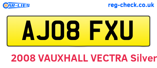 AJ08FXU are the vehicle registration plates.