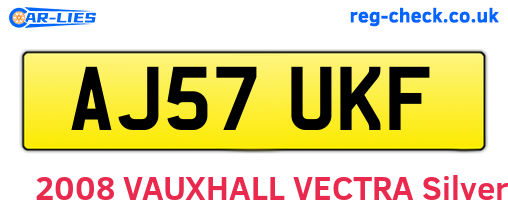 AJ57UKF are the vehicle registration plates.