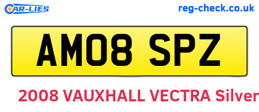 AM08SPZ are the vehicle registration plates.