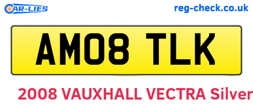AM08TLK are the vehicle registration plates.