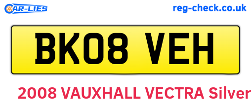 BK08VEH are the vehicle registration plates.