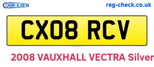 CX08RCV are the vehicle registration plates.