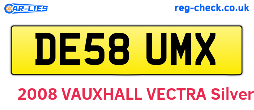DE58UMX are the vehicle registration plates.