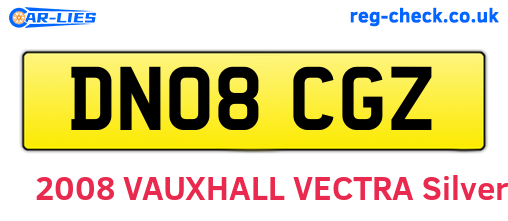 DN08CGZ are the vehicle registration plates.